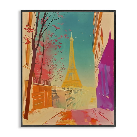 Stupell Industries Abstract French View Town & City Painting Black Framed Art Print Wall Art, 11 x 14