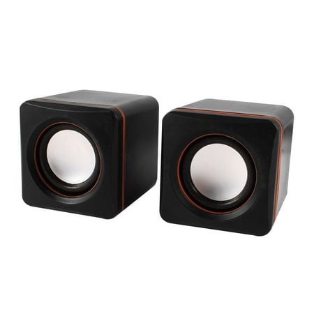 Black Volume Control 2.0 Channel USB  Cube Speaker Stereo Sound Box