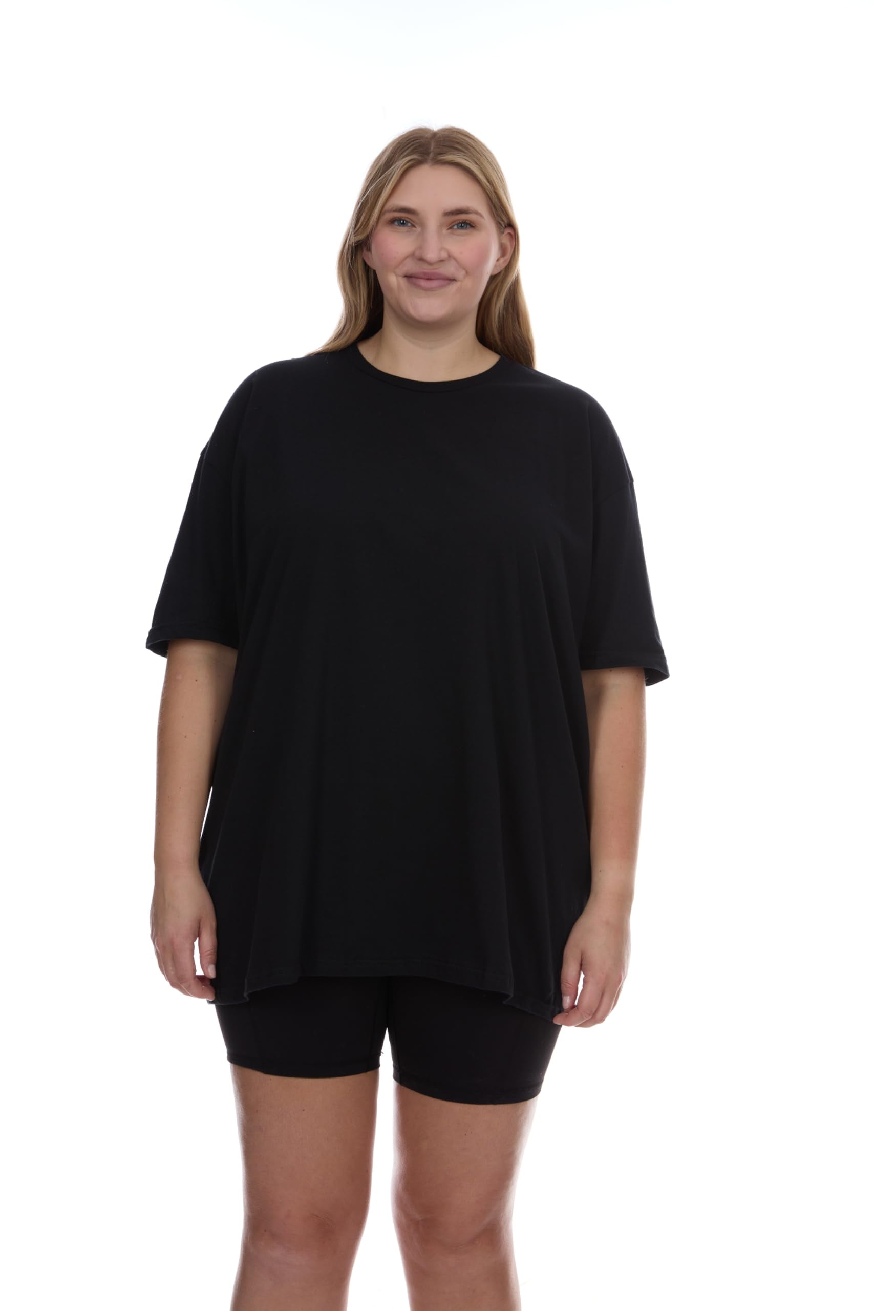 BILLIONHATS 12 Pack Womens Oversized Cotton T-Shirts, Crew Neck Short Sleeve Baggy Loose Tops Oversize Tees Color Assorted, Size 5X-Large