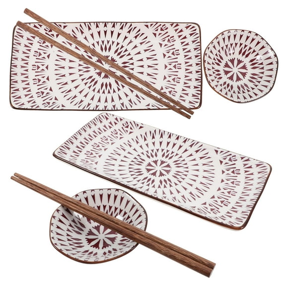 Masteelf Multi Color Ceramic Sushi Serving Plate Set Exquisite Design Perfect for Family Gatherings and Parties
