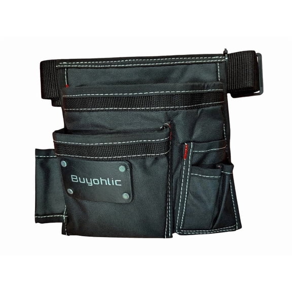 Buyohlic Canvas Tool Pouch Bag – Single Side 5-Pocket Work Apron with Adjustable Belt