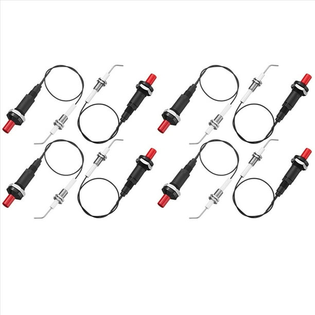 Kit de Encendedor Piezoeléctrico de Propano de 8 Piezas con Cable de Enchufe de Encendido de Electrodo de Cerámica Roscado de 30 cm para Parrilla de Gas