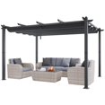 thumbnail image 1 of 10x13ft Outdoor Retractable Pergola Sun Shade Canopy Aluminum Gray, 1 of 7