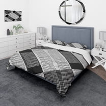 Designart 'Black and White Check Stipes Pattern' Modern & Contemporary Duvet Cover Set