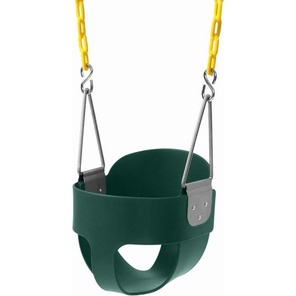 High Back Full Bucket Toddler Swing Seat with Yellow Coated Chains Fully Assembled Baby Swing Set Accessories