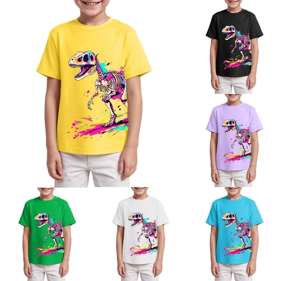 TTUHYWXI Neon Shirts for Boys Girls 3-14 Years, 3D Party Crew Neck Short Sleeve T-Shirts for Kids Graphic Tees (Yellow, 11-12 Years)