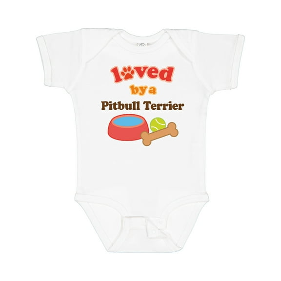Inktastic Pitbull Terrier Loved by a (Dog Breed) Boys or Girls Baby Bodysuit