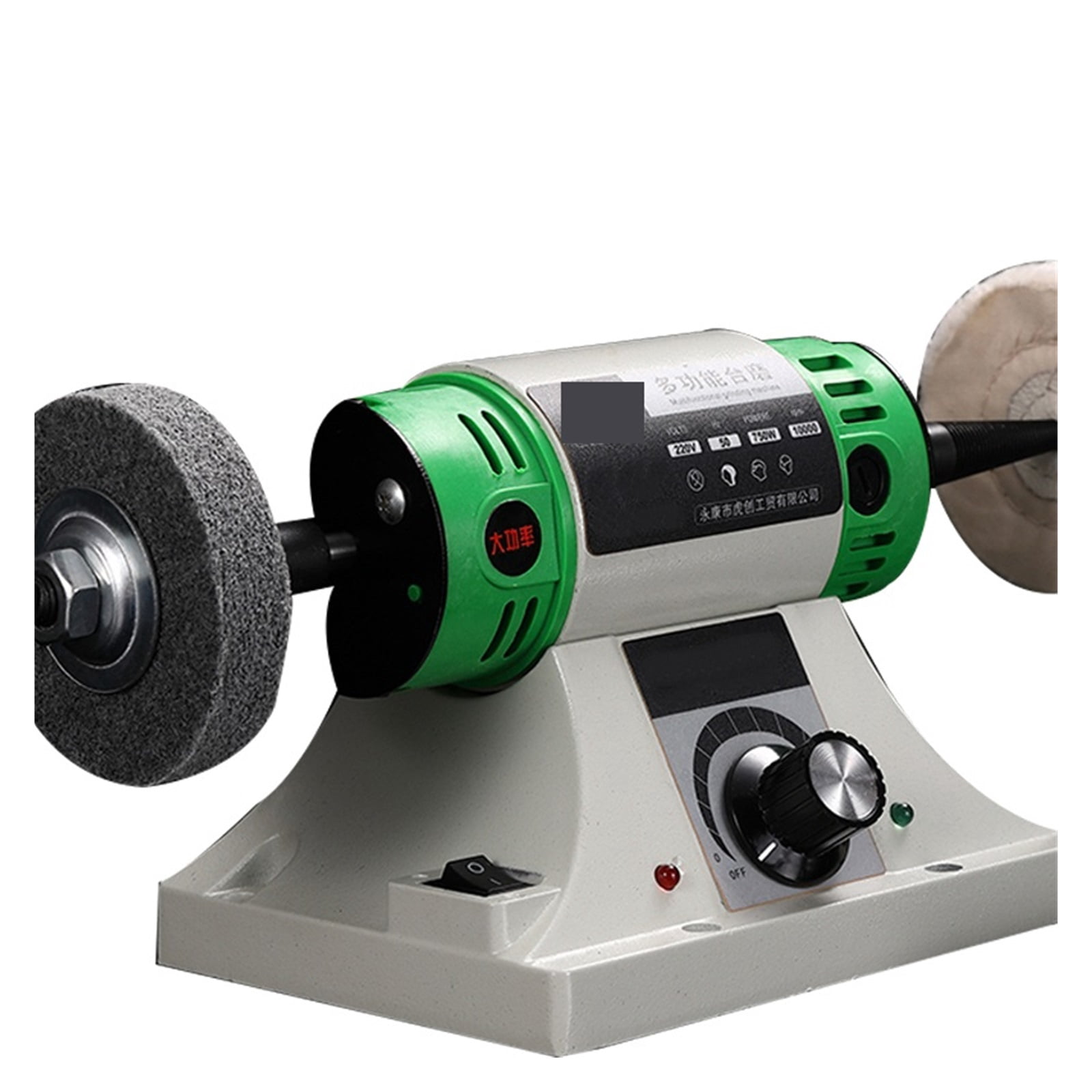 Electric Bench Polishing Grinding Machine Gem Jewelry Rock Grinder Desktop Lathe Polisher Adjustable Speed 0-10000RPM 750W