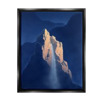 Stupell Surreal Stone Cliff Waterfall Landscape Painting Black Floater Framed Art Print Wall Art