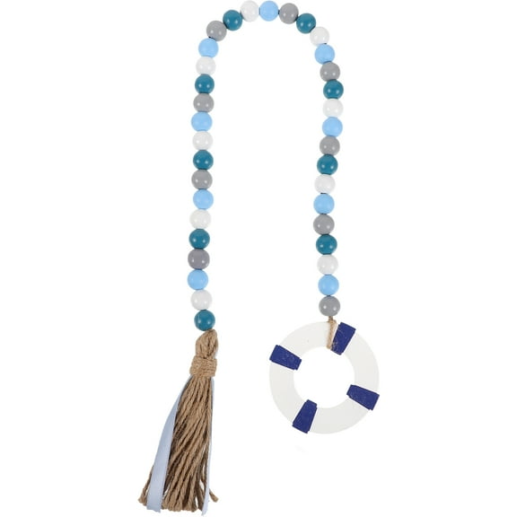 IBASETOY Wooden Bead Garland with Tassel for Decor Multi Color Ocean Theme 16mm Beads