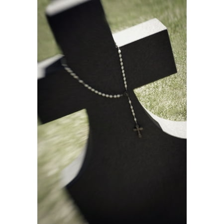 Rosary Draped Over A Gravestone Poster Print by Darren Greenwood  Design Pics