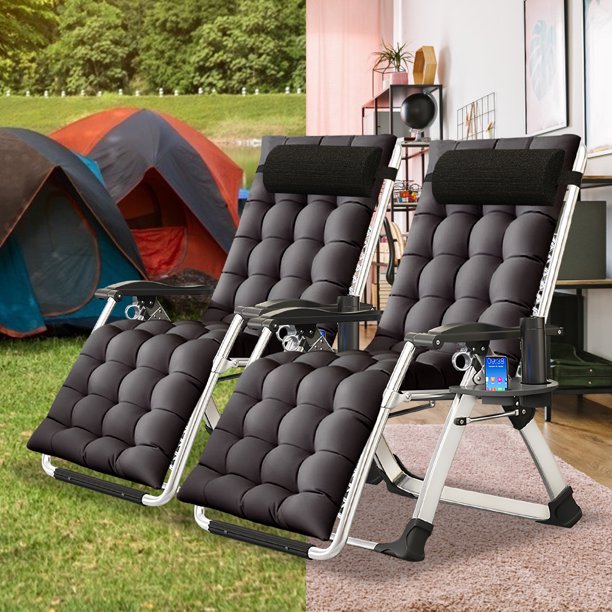 ABORON Zero Gravity Chairs Set of 2, Folding Recliner Lounge Chair