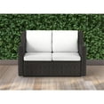 thumbnail image 2 of Saint Birch Contemporary Cast Iron Outdoor Wicker Loveseat in Beige, 2 of 5