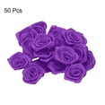 thumbnail image 3 of Uxcell 50pcs 3cm Ribbon Roses for Crafts Artificial Fabric Flowers, Dark Purple, 3 of 5