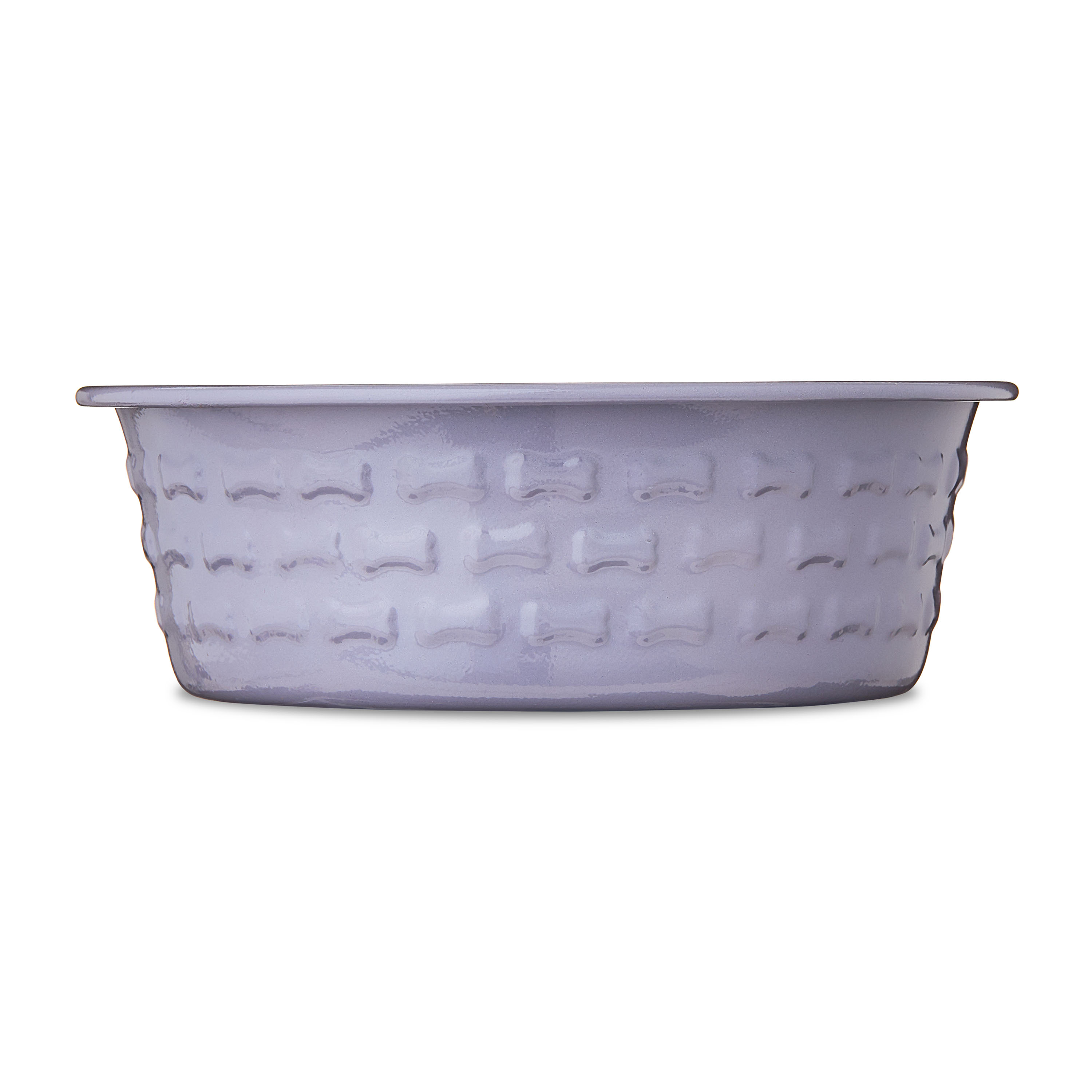 Vibrant Life Small Stainless Steel Embossed Dog Bowl, Purple Bones