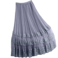 thumbnail image 3 of Sentmoon Skirts for Women Solid Color Pleated Casual High Waisted Skirt Pleated Gauze Long Skirts for Women Beach Essentials for Women Delightful for Casual and Summer Wear Gray Free Size, 3 of 7