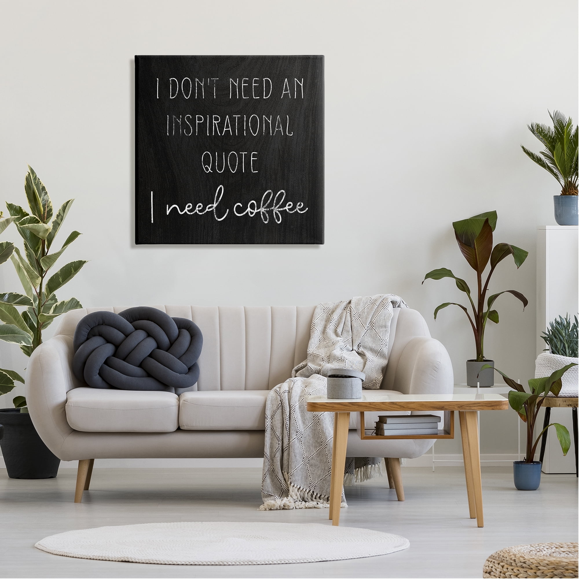 Stupell Industries Need Coffee Humorous Weathered Calligraphy Script Graphic Art Gallery Wrapped Canvas Print Wall Art, Design by Daphne Polselli