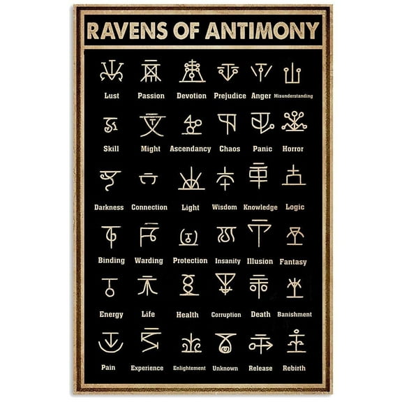 Ravens Of Antimony Posters Witch Symbols Knowledge Retro Room Decor Cafe Club Garage Wall Decor