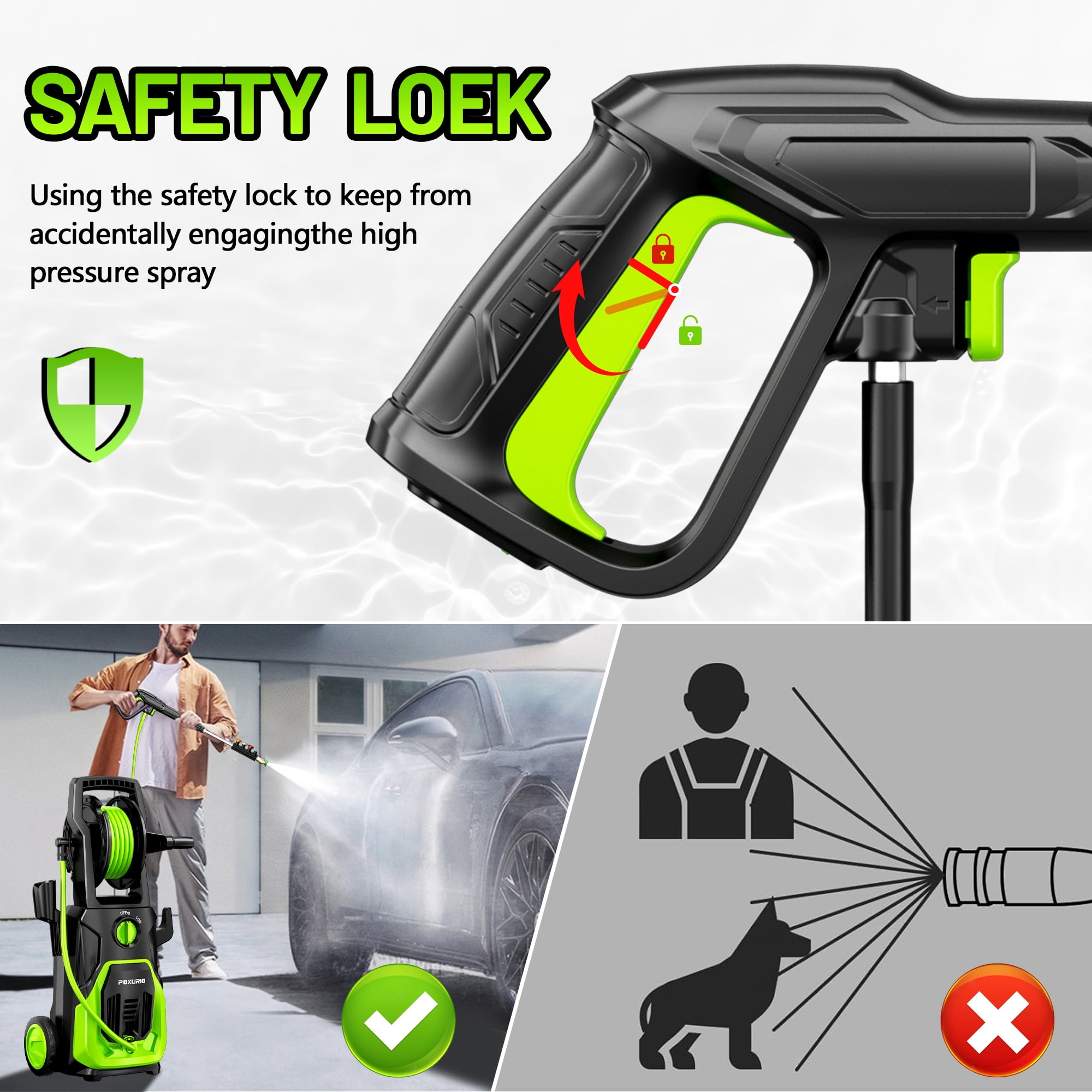 4200 PSI Electric Pressure Washer with Hose Reel,4  Nozzles,for Clean Patios,Cars,Fences,Driveways,Green