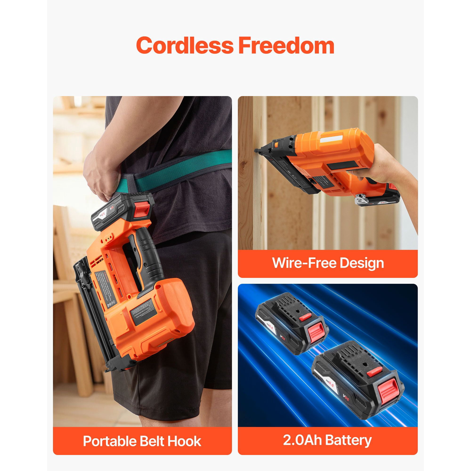 Dranite 2-in-1 Cordless Brad Nailer & Staple Gun, 18 Gauge, 20V with 2 Batteries & Charger, Includes 500 Nails and 500 Staples for Woodworking and Home DIY Projects