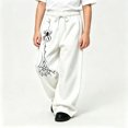 thumbnail image 2 of JAJAHO Halloween Boys Girls Baggy Sweatpants Spider Web Graphic Drawstring Wide Leg Jogger Pants For Kids Teens 4-15Y, 2 of 5