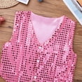 thumbnail image 5 of JanJean Kids Boys Glittery Sequined Vest Waistcoat Hip-hop Choir Jazz Dance Stage Performance Coat Jacket Pink 7-8, 5 of 7
