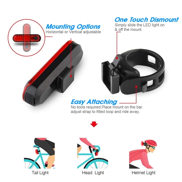 Paquete de 2 luces traseras para bicicleta de montaña, luces traseras recargables USB ultrabrillantes, Led alto rojo