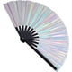 thumbnail image 4 of Abanico de mano Rave láser plateado, ventilador Rave de mano plegable grande,, 4 of 5