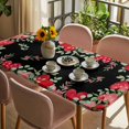 thumbnail image 3 of Valentines Love Heart Table Cloths for 6 Foot Rectangle Tables, Eucalyptus Red Love Heart Black Patio Waterproof Elastic Fitted Tablecloths, Washable Rectangular Table Cover for Camping, 3 of 8