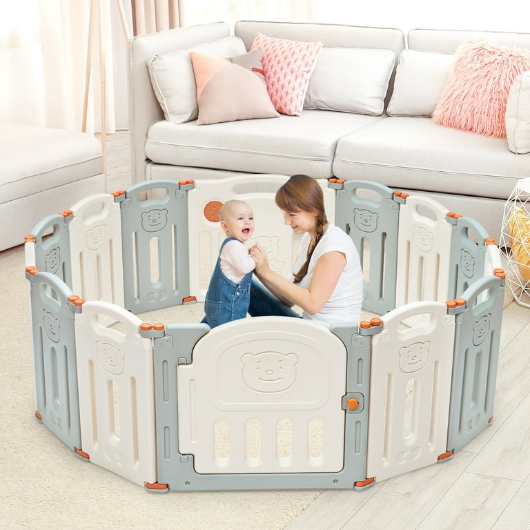 Large 14Panel Baby Playpen Foldable Kid Activity Center Toddler Safety Play  Yard