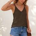 thumbnail image 5 of vigerkar Womens V Neck Spaghetti Strap Tank Tops Dressy Casual Camisole Blouses Sleeveless Loose Cami Basic Tank Shirt (Coffee, S), 5 of 8