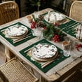 thumbnail image 4 of mubwai Christmas Placemats 12x18 Inch Set of 4, Xmas Trees Snowflakes Winter Seasonal Holiday Farmhouse Kitchen Dining Table Decoration for Indoor Outdoor Dinner Party Décor (Green) GP127-18, 4 of 7