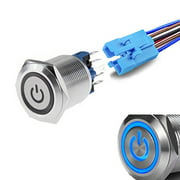 WerFamily Blue LED Angel Eye + Power Indicator 22mm Momentary Push Button Switch