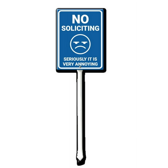 Eveokoki No Soliciting Sign for House - Metal No Soliciting Yard Sign - 4.6" x 6" - Aluminum No Soliciting Seriously It Is Very Annoying Signs for Home - with 11.6" Long Stake