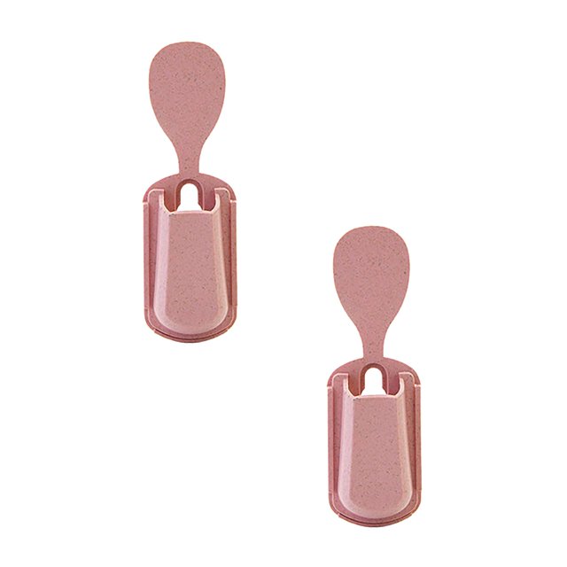 Oleegame 2PC Stainless Steel Cutlery Set Creative Suction Cup Pasting Kitchen Household Rice Scoop Shovel Storage Rack Pink