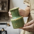 thumbnail image 5 of Green Ceramic Flower Vase – Small Rustic Farmhouse Vase for Home Décor, Tabletop & Shelf Display, 5 of 5