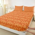 thumbnail image 3 of Feelyou Orange Boho Dragon Bed Sheets, Retro Western Damask King Sheets, 4-Piece, 3 of 7