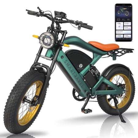 SMT ZM22 Electric Bike for Adults, Max Torque 80NM, 20MPH,48V/20Ah Removable Battery, 20-inch *4.0 Fat Tires, 7 Speed, Front and Rear Turn Signals, UL2849