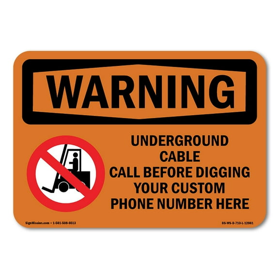 OSHA WARNING Sign - Underground Cable Call Custom | Plastic Sign | Protect Your Business, Construction Site, Warehouse & Shop Area | Made in the USA