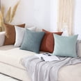 thumbnail image 3 of Jepeak Pack of 2 Rhombus Textured Throw Pillow Covers Cushion Cases Burlap Linen Decorative Rectangle Pillow Cover for Sofa Couch Bed, Blue-Green 16x24 inch, 3 of 12