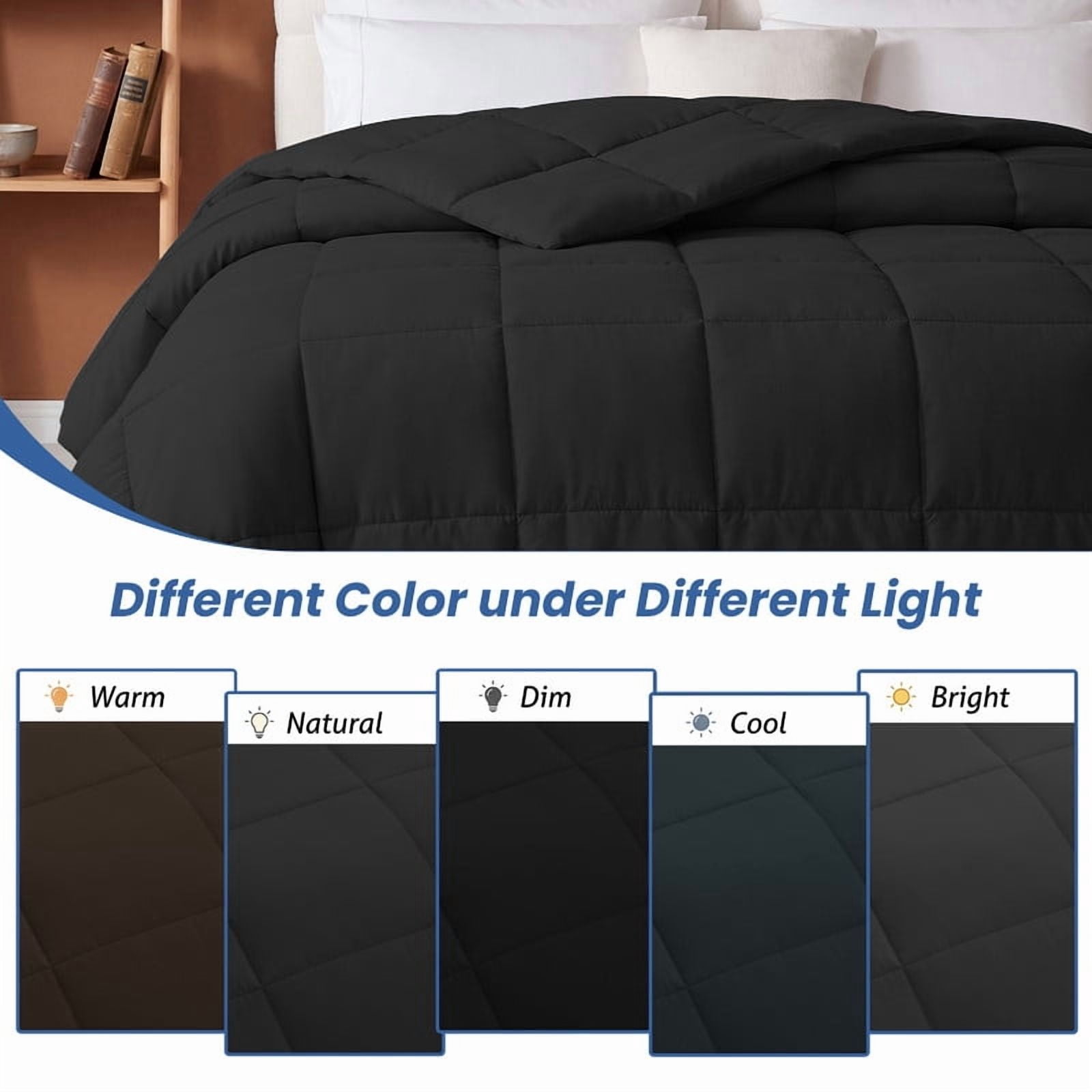 Bedding Comforter Down Alternative California King Size, Cooling Duvet Insert with Corner Tabs and Box Stitched, Lightweight Bedding Quilted Comforter for All Season, Black