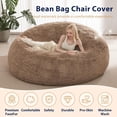 thumbnail image 5 of RAINBEAN Large Bean Bag Chair Cover, Plush Bean Bags Chairs Cover Only Without Filler Included, Beanbag Chairs for Adults, Teens, Kids, Brown 6FT, 5 of 7