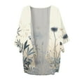 thumbnail image 4 of Cardigan For Women Lightweight Floral Print 3/4 Sleeve Kimono Loose Fit Blouses Cover Up Chiffon Casual Open Front Shrugs, 4 of 4