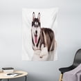 thumbnail image 1 of Alaskan Malamute Tapestry, Funny Adorable Siberian Dog Blue Eyes Furry Domestic Canine Image, Wall Hanging for Bedroom Living Room Dorm Decor, 40W X 60L Inches, Brown Cream White, by Ambesonne, 1 of 2