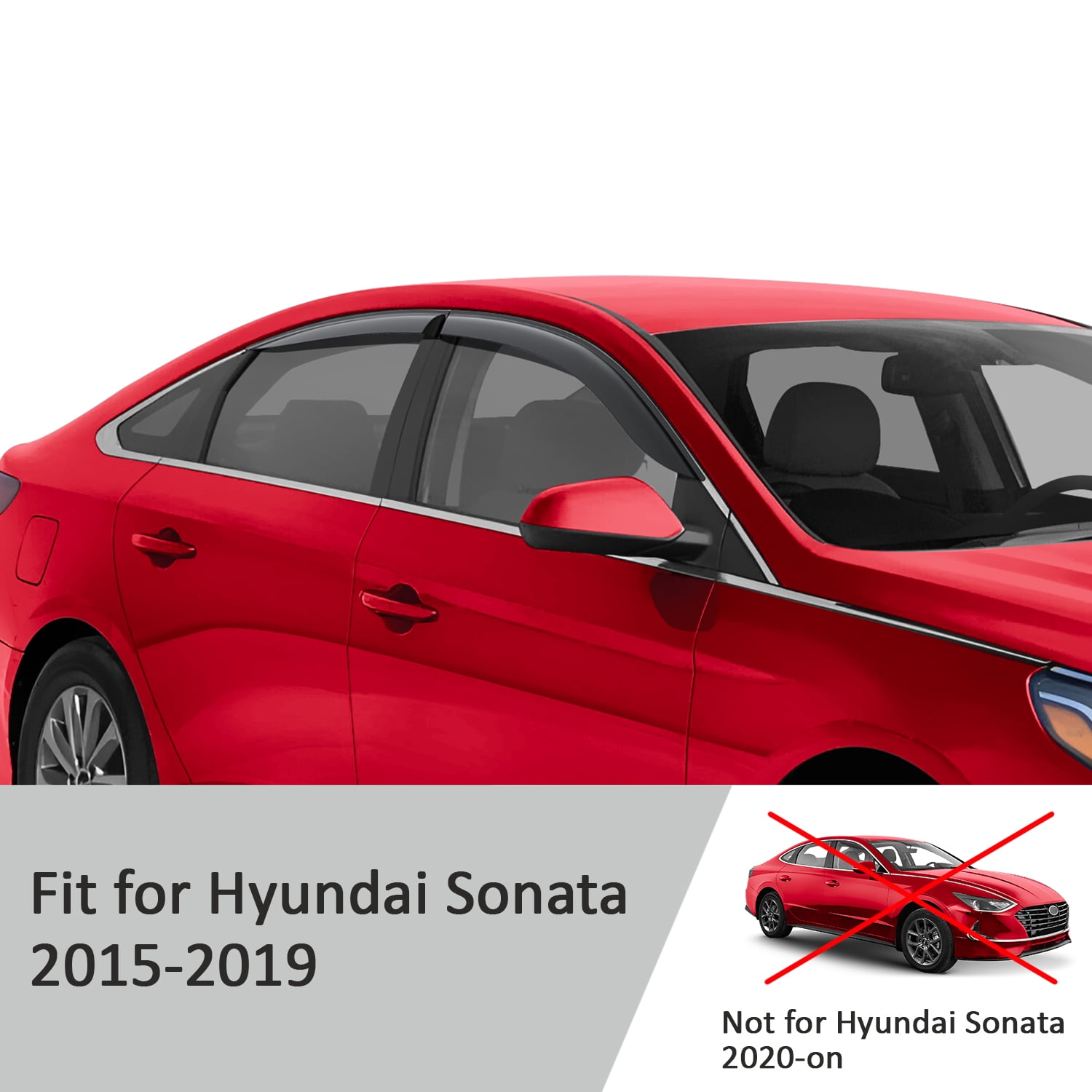 Voron Glass Tape-on Rain Guards for Hyundai Sonata 2015-2019, Window Deflectors, Vent Window Visors, 4 Pieces - 100848