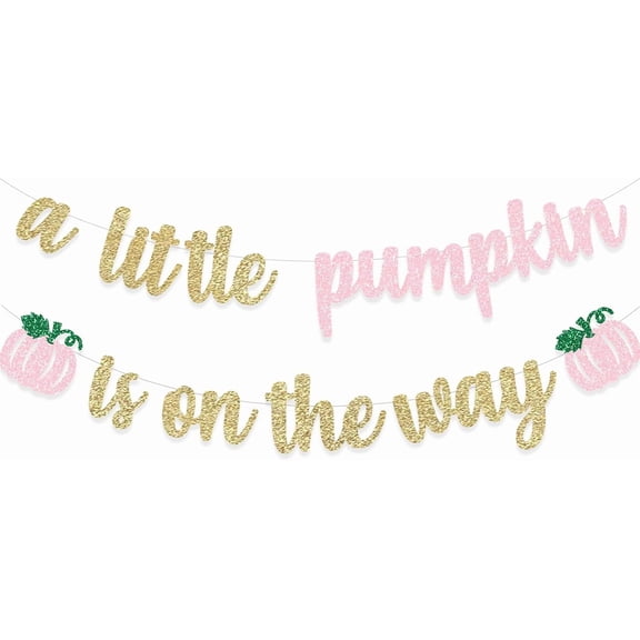 Pumpkin Baby Shower Decoration A Little Pumpkin is On The Way Banner Fall Theme Garland Autumn Baby Shower Supplies Pink