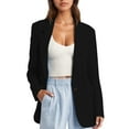 thumbnail image 2 of Baberdicy Women's Lightweight Suit Jacket, Single-Button Longline Blazer, Open-Front Cardigan for Work & Weekend, Long Single-Button Blazer, Casual Office Jacket, Minimalist Coat, Black, S, 2 of 4