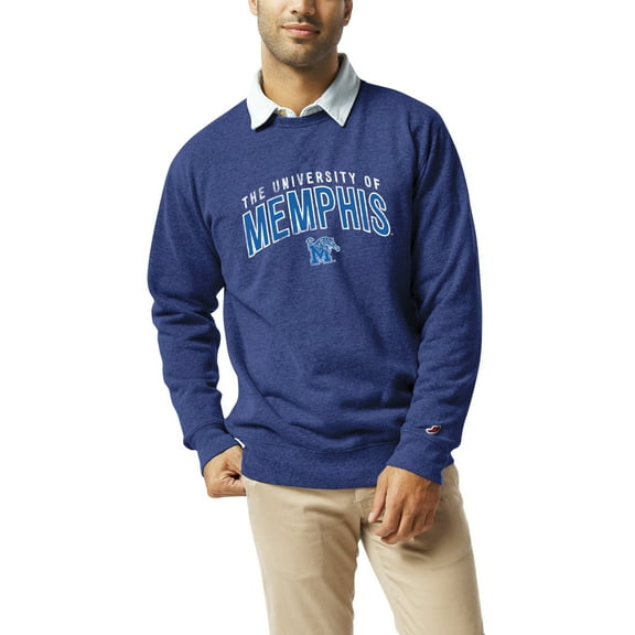 Men's League Collegiate Wear Heather Royal Memphis Tigers Heritage Tri-Blend Pullover Sweatshirt