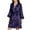 Dark Blue, variant on hoksml Silk Pajamas for Women Fashion Casual Women Nightgowns Homewear 3/4 Sleeve Lapel V-Neck Dress Solid Color Lace Night Robes One Size