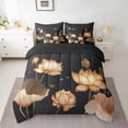 thumbnail image 2 of Homewish Chic Floral Lotus Bedding Comforter Set 7pcs for Female Men Adults,Oriental Style Queen Bedding Sets Super Cozy,Exotic Style Queen Sheet Sets,Super Cozy Room Decor,Reversible, 2 of 8